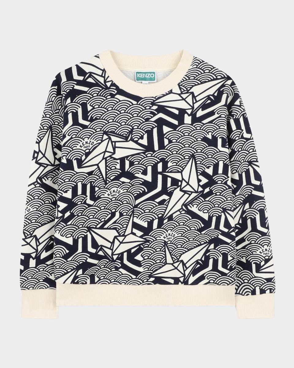 Boy's Paper Plane Printed Sweater, Size 2-4